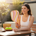 Girly Retro Vintage Wave Personalized Name Pickleball Paddle<br><div class="desc">Girly Retro Vintage Wave Personalized Name Pickleball Paddle features a retro wave in shades of pink, orange and white with your personalized name in elegant trendy modern script accented. Personalize by editing the text in the text box provided. Perfect for birthday, Christmas, Mother's Day, baby showers, bridal showers, mom, sister,...</div>