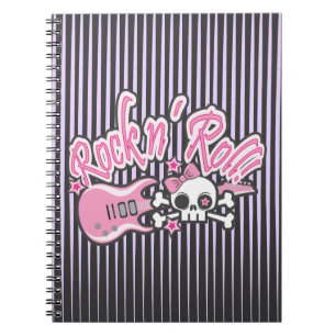 Girly Rock n' Roll Skull Notebook
