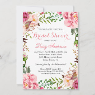 Girly Romantic Floral Wrap Wedding Bridal Shower Invitation