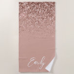 Girly Rose Gold Blush Pink Glitter Monogram Beach  Beach Towel<br><div class="desc">Rose Gold and Blush Pink Sparkle Glitter Brushed Metal Monogram Name Beach Towel. This makes the perfect sweet 16 birthday,  wedding,  bridal shower,  anniversary,  baby shower or bachelorette party gift for someone that loves glam luxury and chic styles.</div>