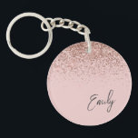 Girly Rose Gold Blush Pink Glitter Monogram Key Ring<br><div class="desc">Girly Rose Gold - Blush Pink Sparkle Glitter Script Monogram Name Keychain. This makes the perfect sweet 16 birthday,  wedding,  bridal shower,  anniversary,  baby shower or bachelorette party gift for someone that loves glam luxury and chic styles.</div>