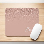 Girly Rose Gold - Blush Pink Glitter Monogram Mous Mouse Mat<br><div class="desc">Rose Gold - Blush Pink Sparkle Glitter Brushed Metal Monogram Name and Initial Mousepad (mouse pad). This makes the perfect sweet 16 birthday,  wedding,  bridal shower,  anniversary,  baby shower or bachelorette party gift for someone that loves glam luxury and chic styles.</div>