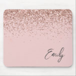 Girly Rose Gold - Blush Pink Glitter Monogram Mouse Mat<br><div class="desc">Rose Gold - Blush Pink Sparkle Glitter Brushed Metal Monogram Name and Initial Mousepad (mouse pad). This makes the perfect sweet 16 birthday,  wedding,  bridal shower,  anniversary,  baby shower or bachelorette party gift for someone that loves glam luxury and chic styles.</div>