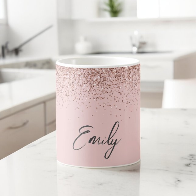 Girly Rose Gold - Blush Pink Glitter Sparkle Coffee Mug (Creator Uploaded)