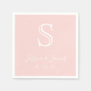 Girly Rose Gold Blush Pink Monogram Napkin