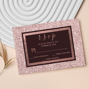 Girly rose gold burgundy glitter RSVP