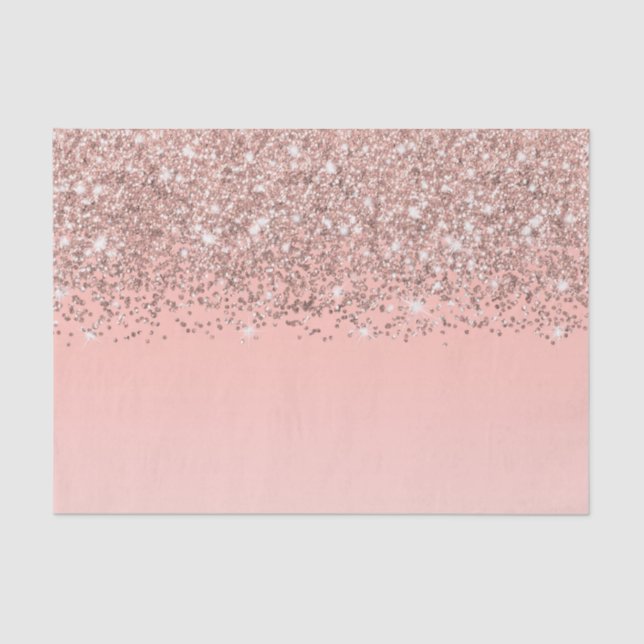 Girly Rose Gold Confetti Pink Gradient Ombre Tissue Paper (Front)