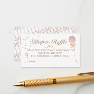 Girly Rose Gold Diaper Raffle Baby Shower Game Enclosure Card