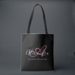 Girly Rose Gold Elegant Script Name Monogram  Tote Bag<br><div class="desc">Personalise your beautiful monogrammed trendy black Grocery Tote Bag! The text below may be personalised to your preferred sentence or even your full name; you can also delete it if you prefer. If you need help, please let us know at belytaliarecipes@gmail.com, and we will be glad to assist you. ©...</div>