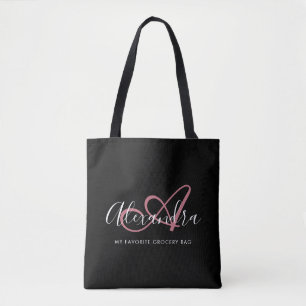 Girly Rose Gold Elegant Script Name Monogram  Tote Bag