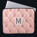 Girly Rose Gold Faux Leather|Diamonds Monogrammed Laptop Sleeve<br><div class="desc">Protect your precious MacBook or Windows laptop with this stylish, girly rose gold faux leather & diamonds laptop case. Add your initial to make it uniquely your own. Use "customise further" to edit or delete layers such as the monogram layer, change font or font colour. Part of a collection. I'm...</div>