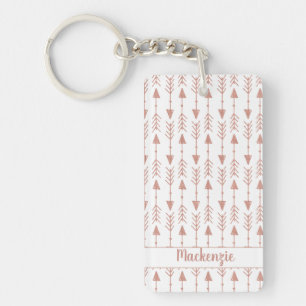 Girly Rose Gold Foil Style Tribal Arrows Photo Key Ring