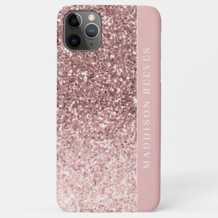Girly Rose Gold Glitter Blush Monogram iPhone 11 Pro Max Case