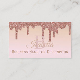 Girly, Rose Gold Glitter Business Card