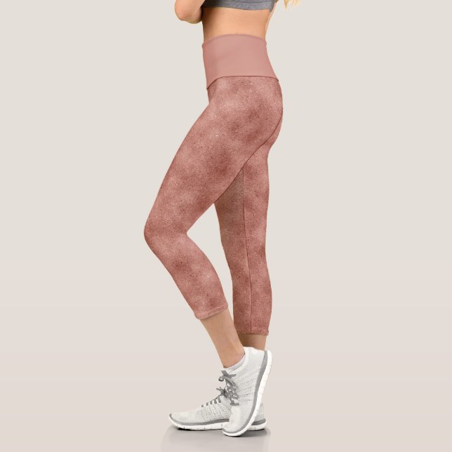 Girly Rose Gold Glitter Capri Leggings (Left)