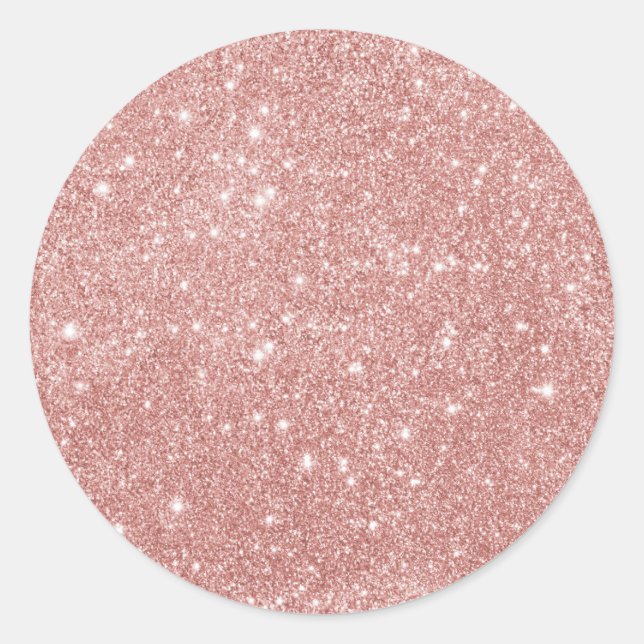 Girly Rose gold Glitter  Classic Round Sticker (Front)