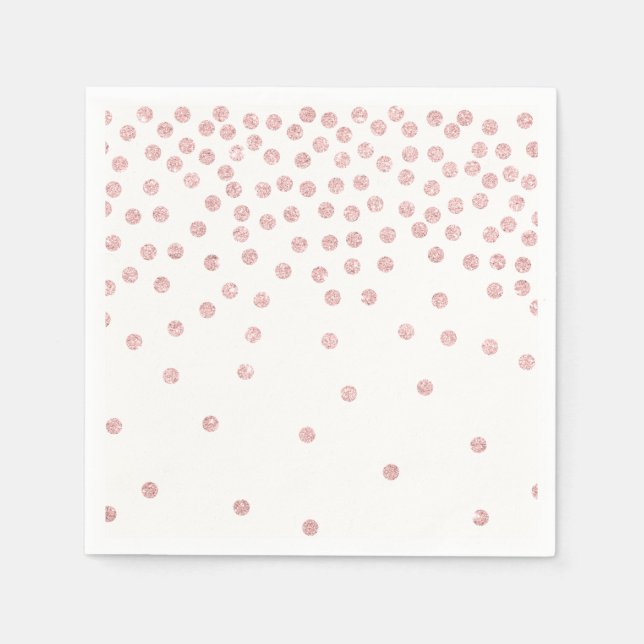 girly rose gold glitter confetti polka dots napkin (Front)