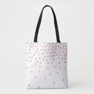 girly rose gold glitter confetti polka dots tote bag