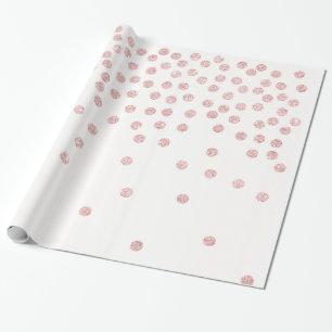 girly rose gold glitter confetti polka dots wrapping paper