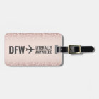 Girly Rose Gold Glitter Custom Airport Code Funny