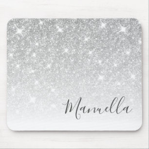 Girly Rose Gold Glitter Custom Name Monogram Mouse Mat