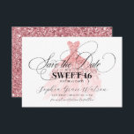Girly Rose Gold Glitter Dress Sweet 16 Birthday Save The Date<br><div class="desc">Girly Rose Gold Glitter Dress Sweet 16 Birthday Save the Date</div>