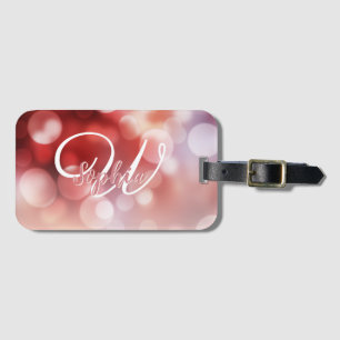 Girly Rose Gold Glitter Monogram Name Luggage Tag