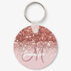 Girly Rose Gold Glitter Sparkles Monogram Name
