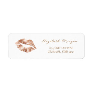 Girly Rose Gold Lips  Address Label