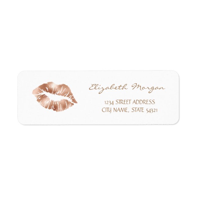 Girly Rose Gold Lips  Address Label (Front)