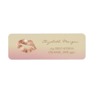 Girly Rose Gold Lips  Ombre Address Label