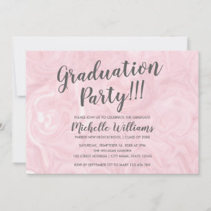 Girly Rose gold marble Feminine Graduation Invitation