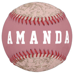 Girly Rose Gold Personalised Softball