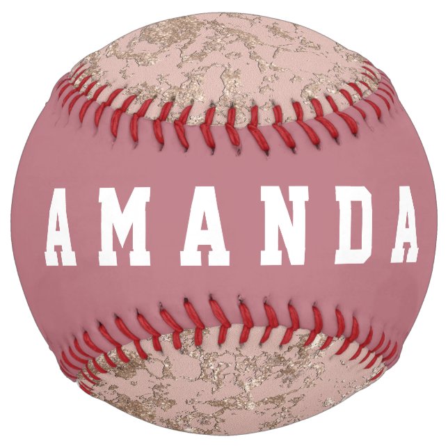 Girly Rose Gold Personalised Softball (Back)