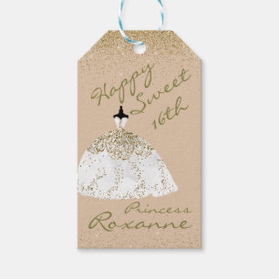 Girly Rose Gold Personalised Sweet 16th Birthday Gift Tags