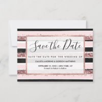 Girly Rose Gold Pink Black Glitter Stripes Pattern