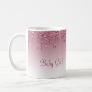 Girly Rose Gold Pink Glitter Script Sparkles Coffee Mug