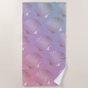 Girly rose gold seashell pattern colourful gradien beach towel