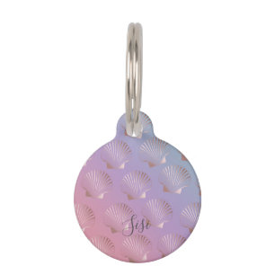 Girly rose gold seashell pattern colourful pet tag