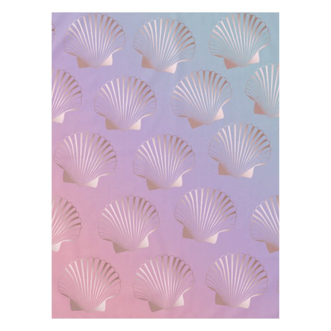 Girly rose gold seashell pattern colourful tablecloth (Front)