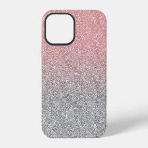 Girly Rose Gold Silver Glitter Ombre Design iPhone 12 Case