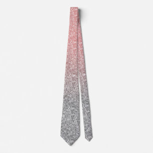 Girly Rose Gold Silver Glitter Ombre Design Tie