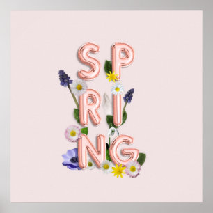Girly Rose Gold Trendy Flower SPRING Poster