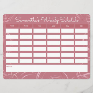 Girly Rose Gold Weekly School Schedule