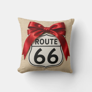 Girly Route 66 Cushion Red Ribbon Bow Aesthetic