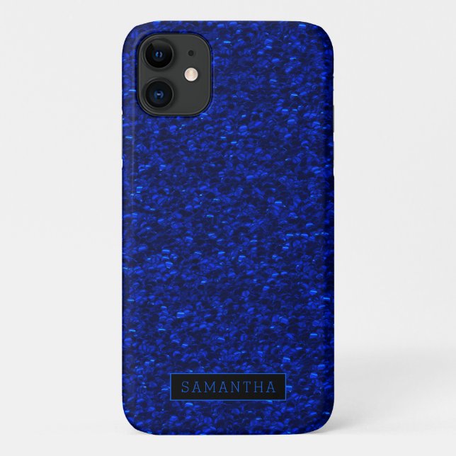 Girly Royal Blue Sparkle Sequins Monogram Case-Mate iPhone Case (Back)