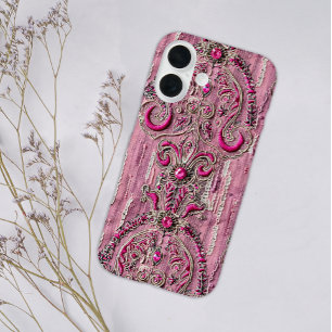 Girly Rustic Country Pink Stone Pink Denim  iPhone 16 Case