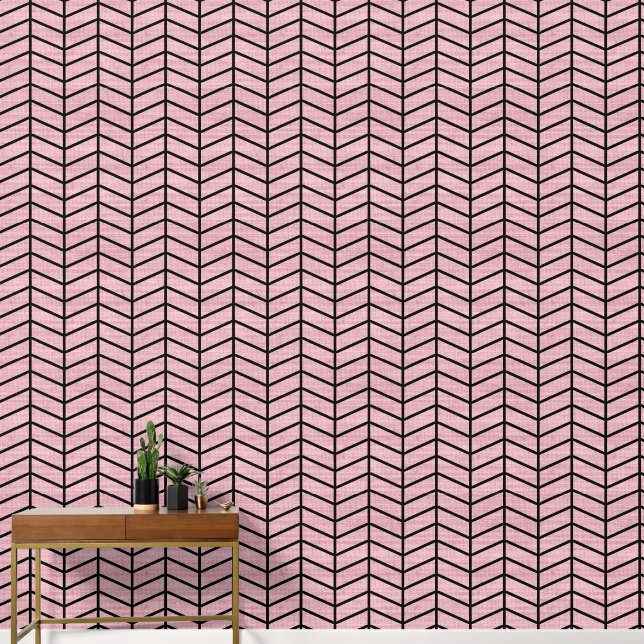 Girly Rustic Pink Chevron Wallpaper (Hallway)