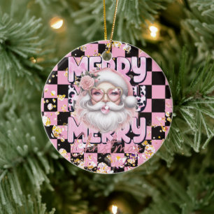 Girly Santa Merry Christmas Groovy Ceramic Tree Decoration