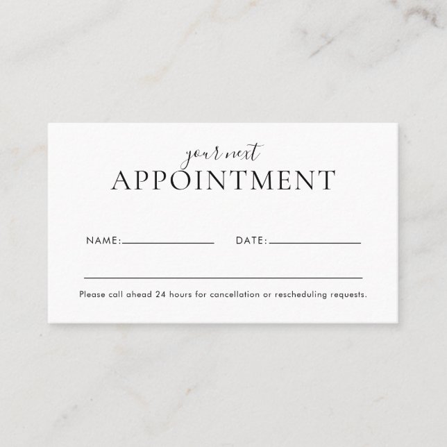 Girly Scannable QR Code White Appointment Card (Front)